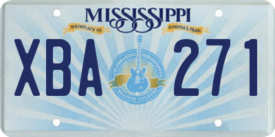 MS license plate XBA271
