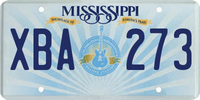 MS license plate XBA273