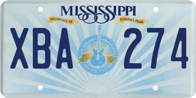 MS license plate XBA274