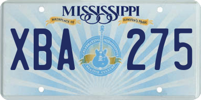 MS license plate XBA275