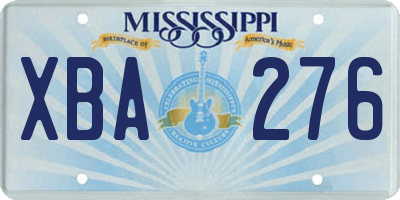 MS license plate XBA276