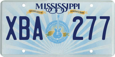 MS license plate XBA277
