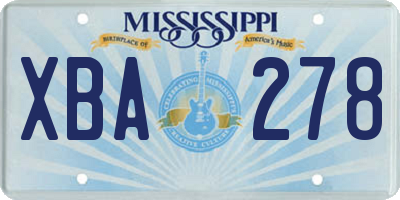 MS license plate XBA278