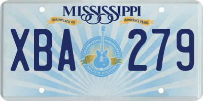 MS license plate XBA279