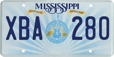 MS license plate XBA280