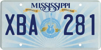 MS license plate XBA281