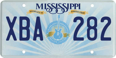 MS license plate XBA282