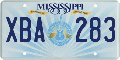 MS license plate XBA283