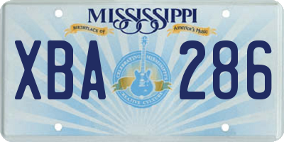 MS license plate XBA286