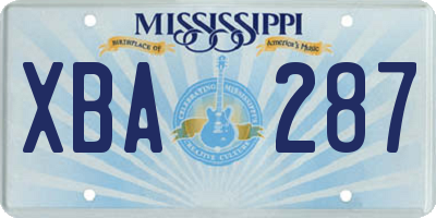 MS license plate XBA287