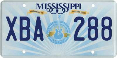MS license plate XBA288