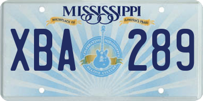 MS license plate XBA289