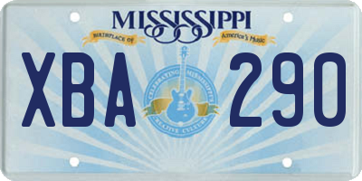 MS license plate XBA290