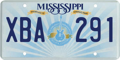 MS license plate XBA291