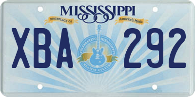 MS license plate XBA292