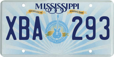 MS license plate XBA293