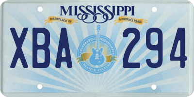 MS license plate XBA294