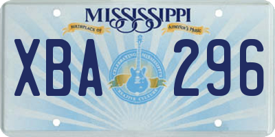 MS license plate XBA296