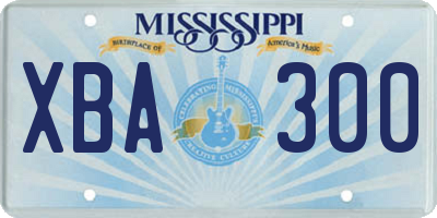 MS license plate XBA300