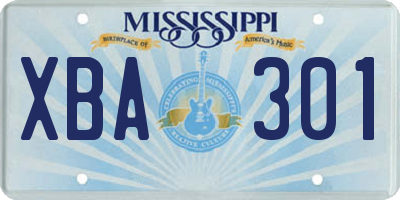 MS license plate XBA301