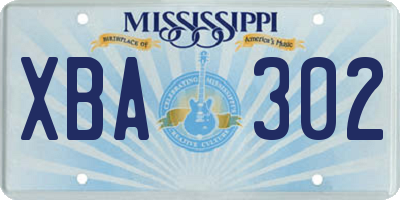 MS license plate XBA302