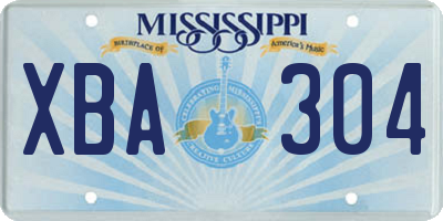 MS license plate XBA304