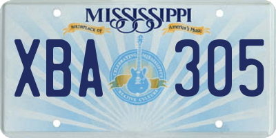 MS license plate XBA305
