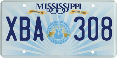 MS license plate XBA308