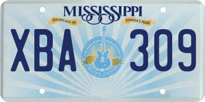 MS license plate XBA309