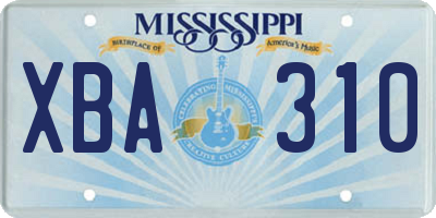 MS license plate XBA310