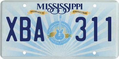 MS license plate XBA311