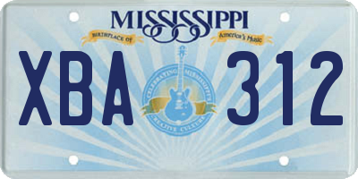 MS license plate XBA312