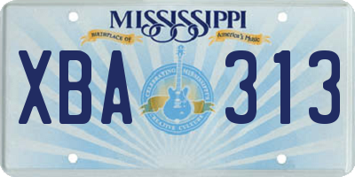 MS license plate XBA313