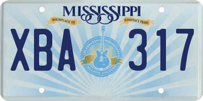MS license plate XBA317