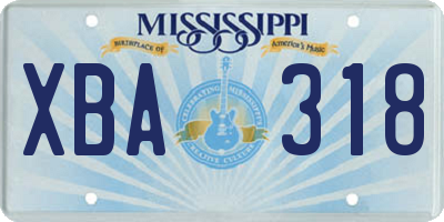 MS license plate XBA318