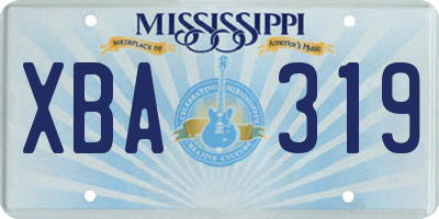 MS license plate XBA319