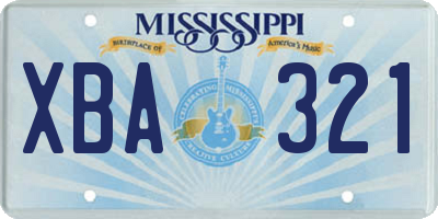 MS license plate XBA321