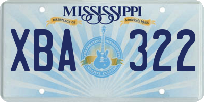 MS license plate XBA322