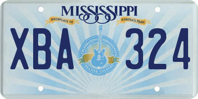 MS license plate XBA324
