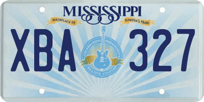 MS license plate XBA327