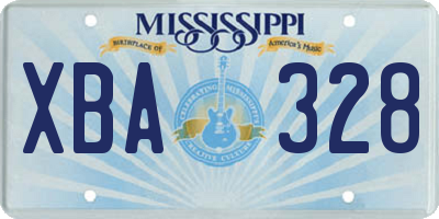 MS license plate XBA328