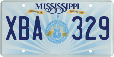 MS license plate XBA329