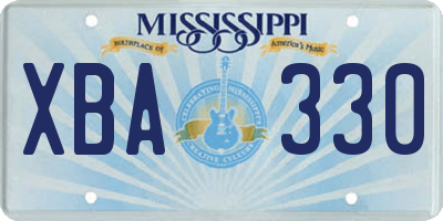 MS license plate XBA330