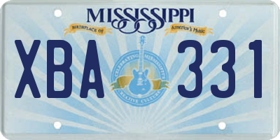 MS license plate XBA331