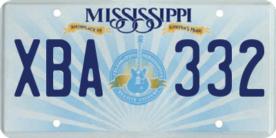 MS license plate XBA332