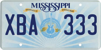 MS license plate XBA333