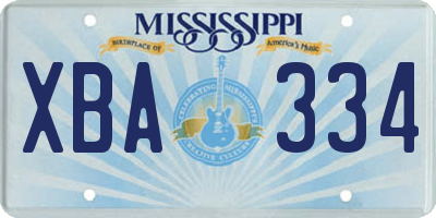 MS license plate XBA334