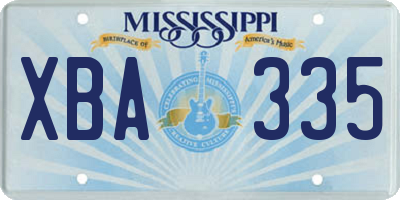 MS license plate XBA335