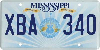 MS license plate XBA340