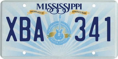 MS license plate XBA341